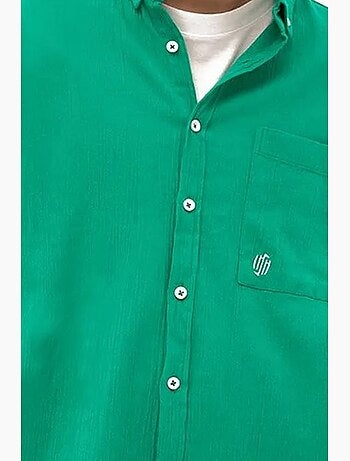 Camisa de homem em algodão de manga comprida com gola abotoada giesto