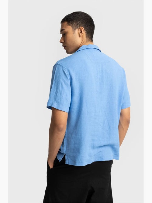 Camisa de homem em popelina de algodão bordada de manga curta giesto - Kiabi Camisa de homem em popelina de algodão bordada de manga curta giesto - Kiabi