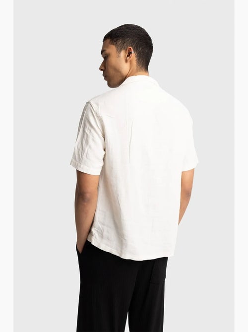 Camisa de homem em popelina de algodão bordada de manga curta giesto - Kiabi