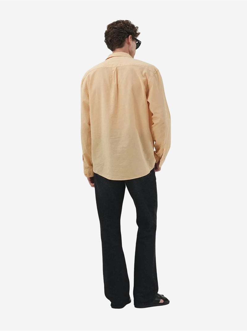 Camisa de homem em popelina de algodão de corte normal giesto Bege natural - Kiabi