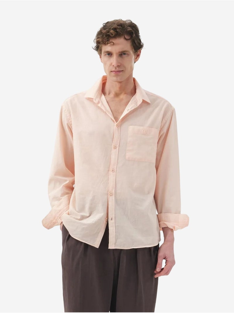 Camisa de homem em popelina de algodão de corte normal giesto Bege natural - Kiabi