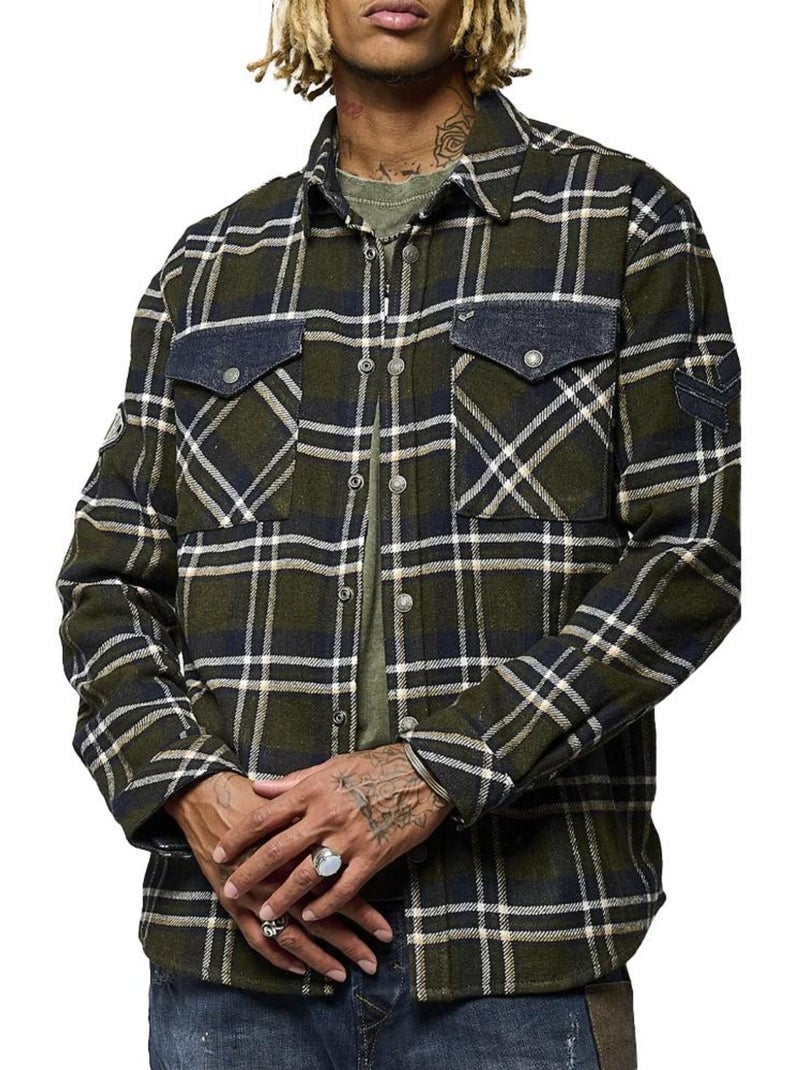 Camisa de Homem Kaporal ATAR Caqui/Azul-Marinho Verde cáqui claro - Kiabi