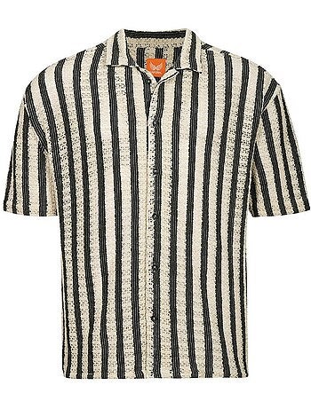 Camisa de homem kaporal troy bege/preto com riscas