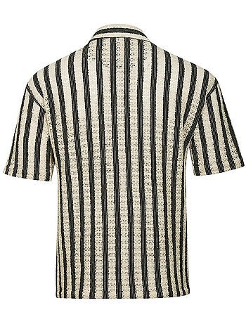 Camisa de homem kaporal troy bege/preto com riscas