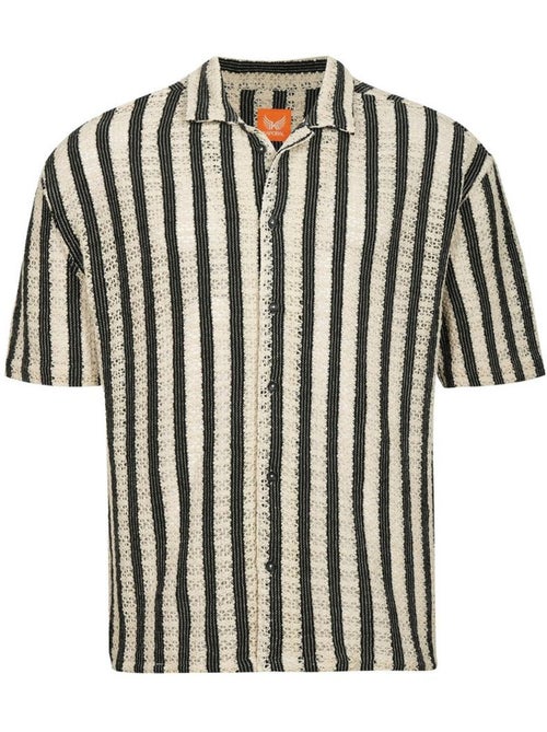 Camisa de homem kaporal troy bege/preto com riscas - Kiabi Camisa de homem kaporal troy bege/preto com riscas - Kiabi