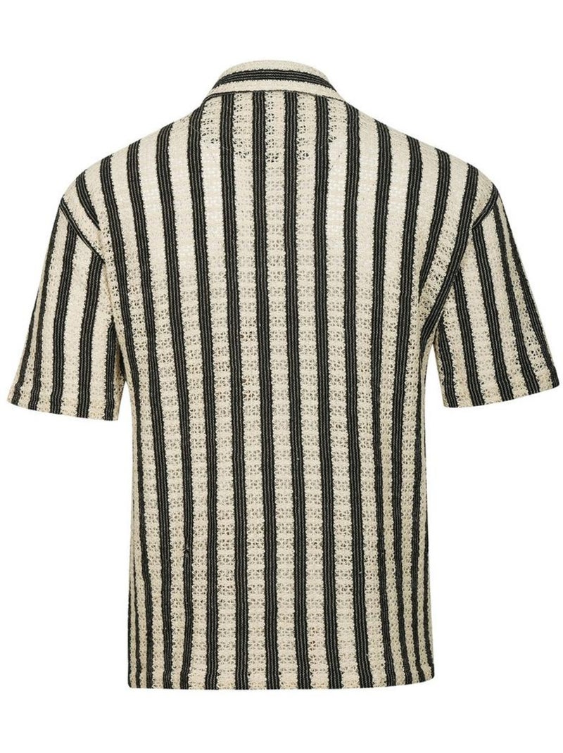Camisa de homem kaporal troy bege/preto com riscas Bege - Kiabi