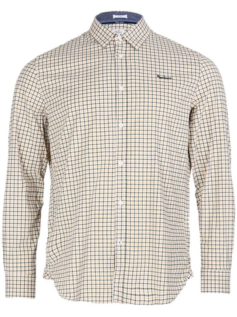 Camisa de Homem Pepe Jeans Fleetwood aos Quadrados Branca/Amarela/Azul-Marinho Amarelo - Kiabi