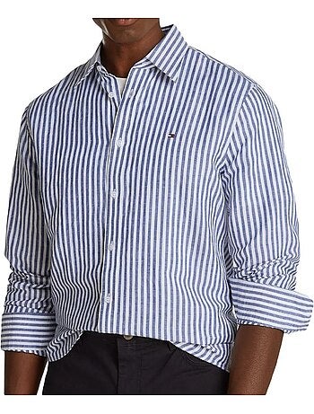 Camisa de homem tommy hilfiger bengal azul/branca