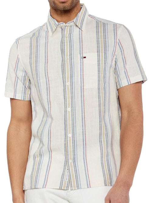 Camisa de Homem Tommy Hilfiger com Riscas Brancas e Azuis - Kiabi