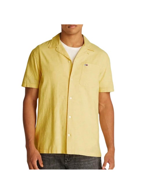 Camisa de Homem Tommy Hilfiger em Linho Amarelo Aruba - Kiabi
