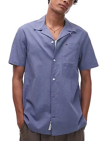 Camisa de Homem Tommy Hilfiger em Linho com Gola Cubana Aruba
