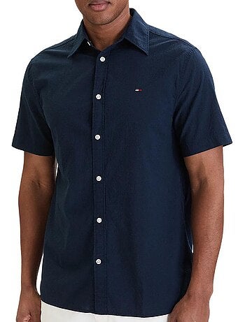 Camisa seersucker branca de homem tommy hilfiger