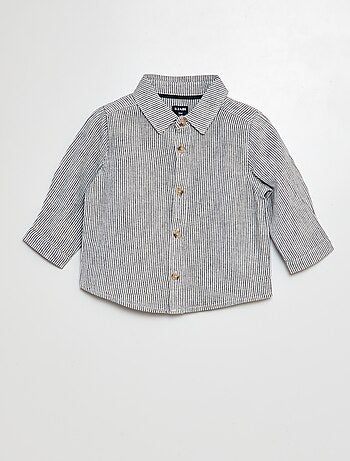 Camisa de linho às riscas em mistura de linho