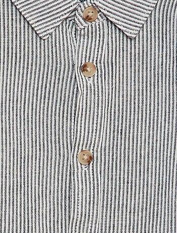 Camisa de linho às riscas em mistura de linho