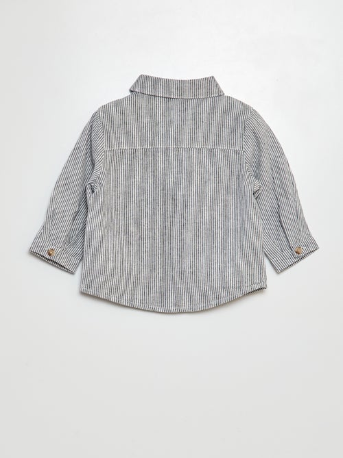 Camisa de linho às riscas em mistura de linho - Kiabi