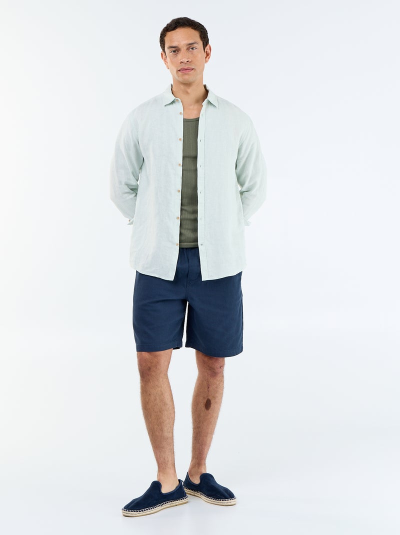 Camisa de linho Azul - Kiabi
