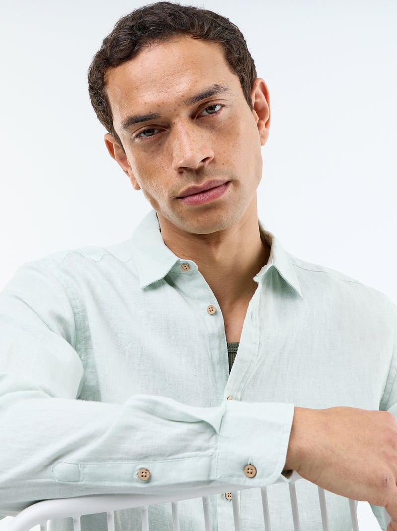 Camisa de linho Azul - Kiabi