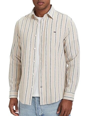 Camisa de Linho Bege/Branco Tommy Hilfiger TJM Regular Fit para Homem