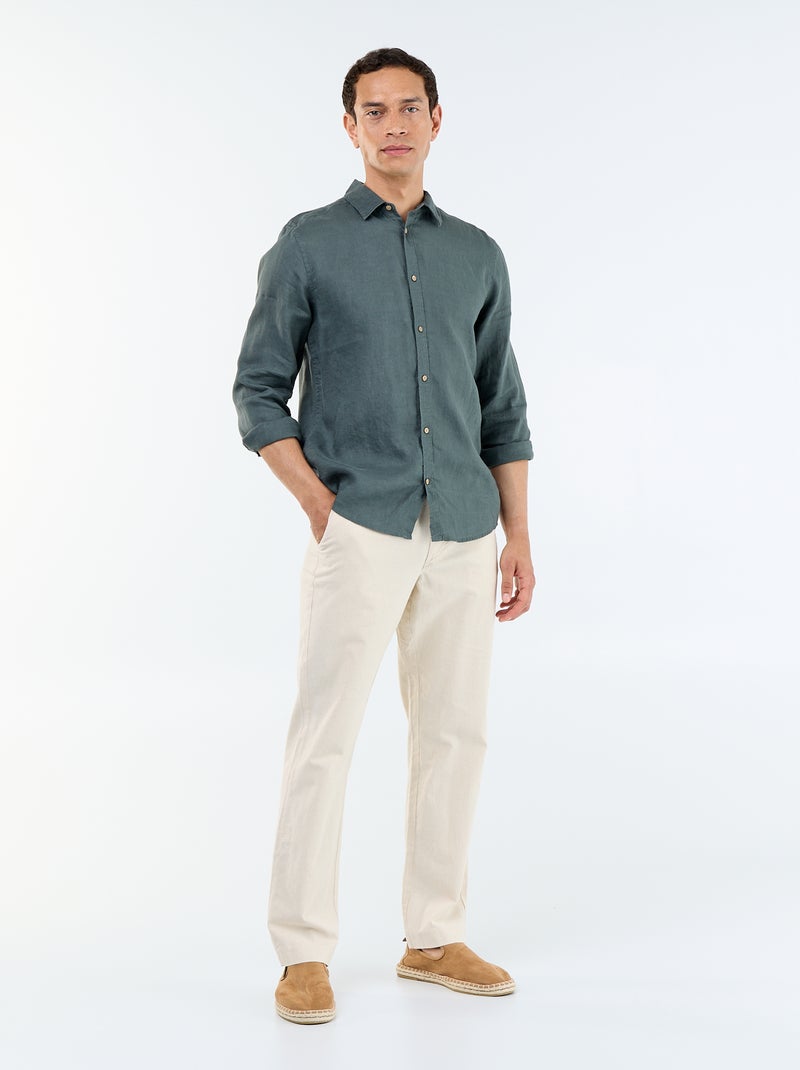 Camisa de linho Caqui - Kiabi