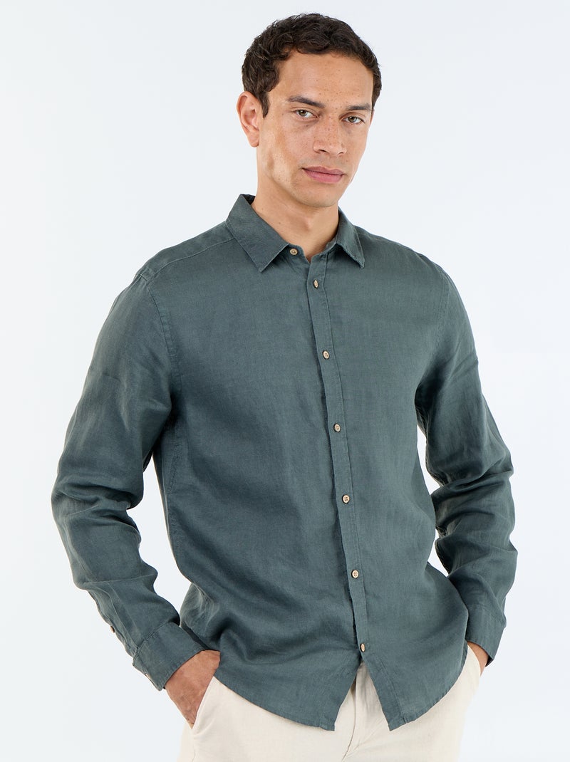 Camisa de linho Caqui - Kiabi