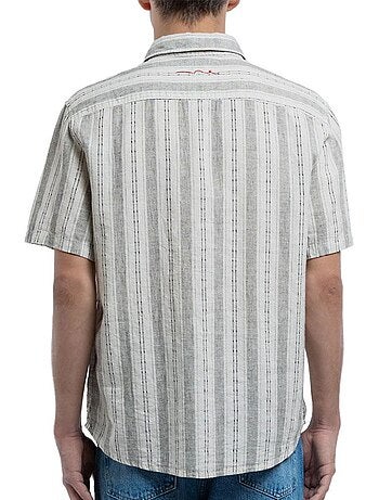 Camisa de linho de homem teddy smith pietro stripe cinzento/branco