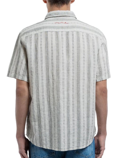 Camisa de linho de homem teddy smith pietro stripe cinzento/branco - Kiabi