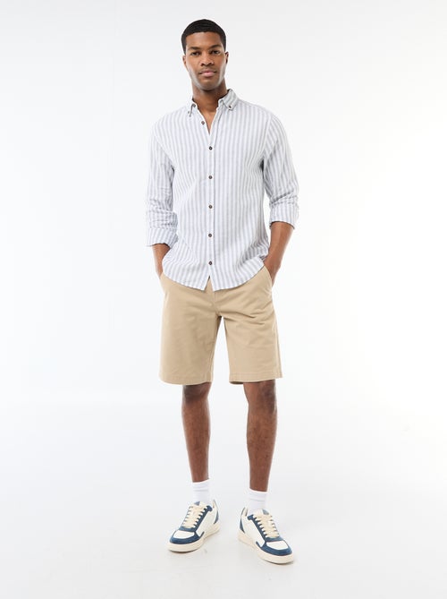 Camisa de linho e algodão às riscas - Kiabi Camisa de linho e algodão às riscas - Kiabi