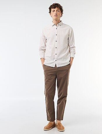 Camisa de linho e algodão às riscas