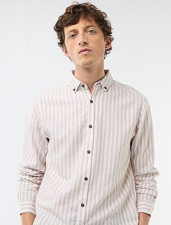 Camisa de linho e algodão às riscas
