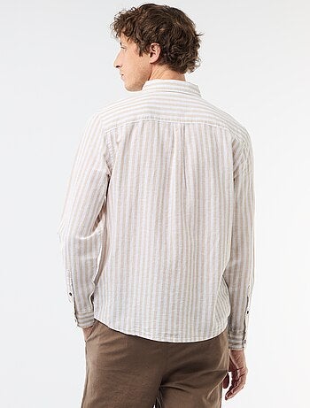 Camisa de linho e algodão às riscas
