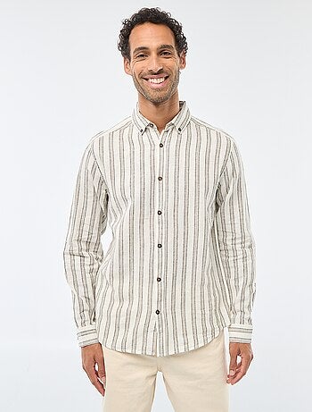 Camisa de linho e algodão às riscas