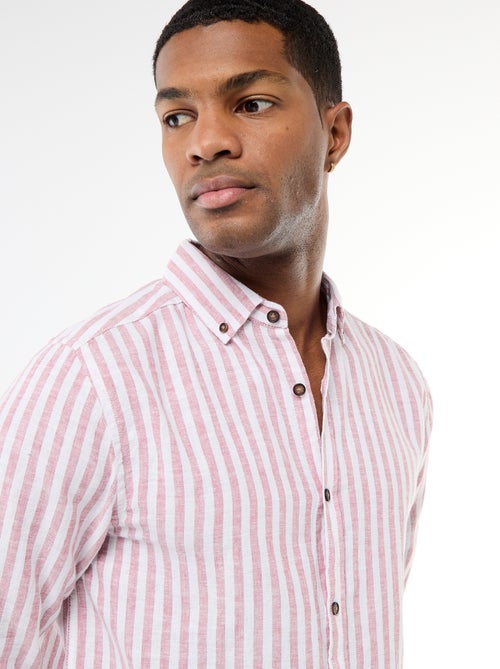 Camisa de linho e algodão às riscas - Kiabi Camisa de linho e algodão às riscas - Kiabi