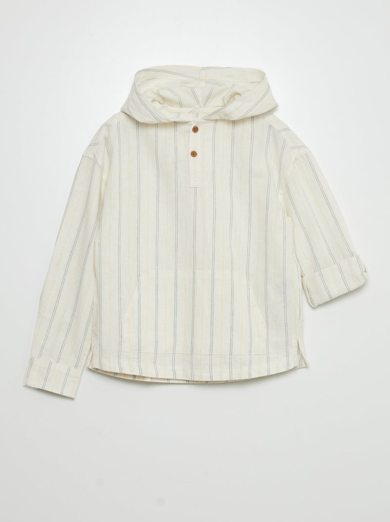 Camisa de linho e algodão BRANCO - Kiabi