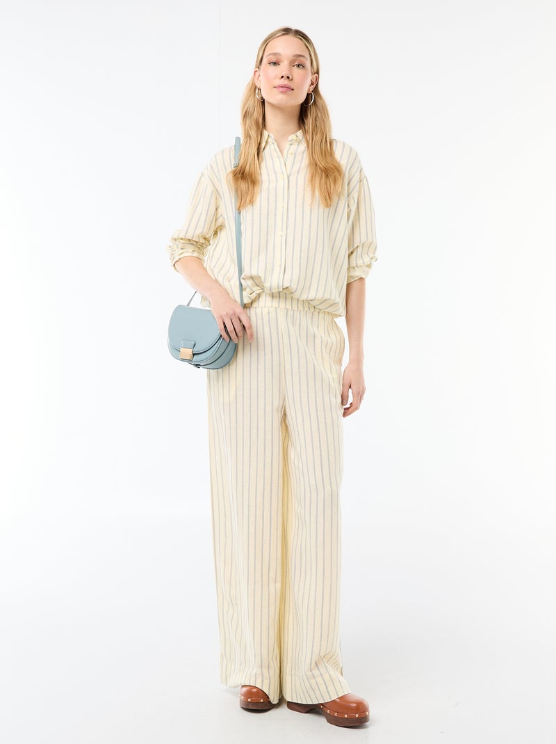 Camisa de linho misto Amarelo - Kiabi