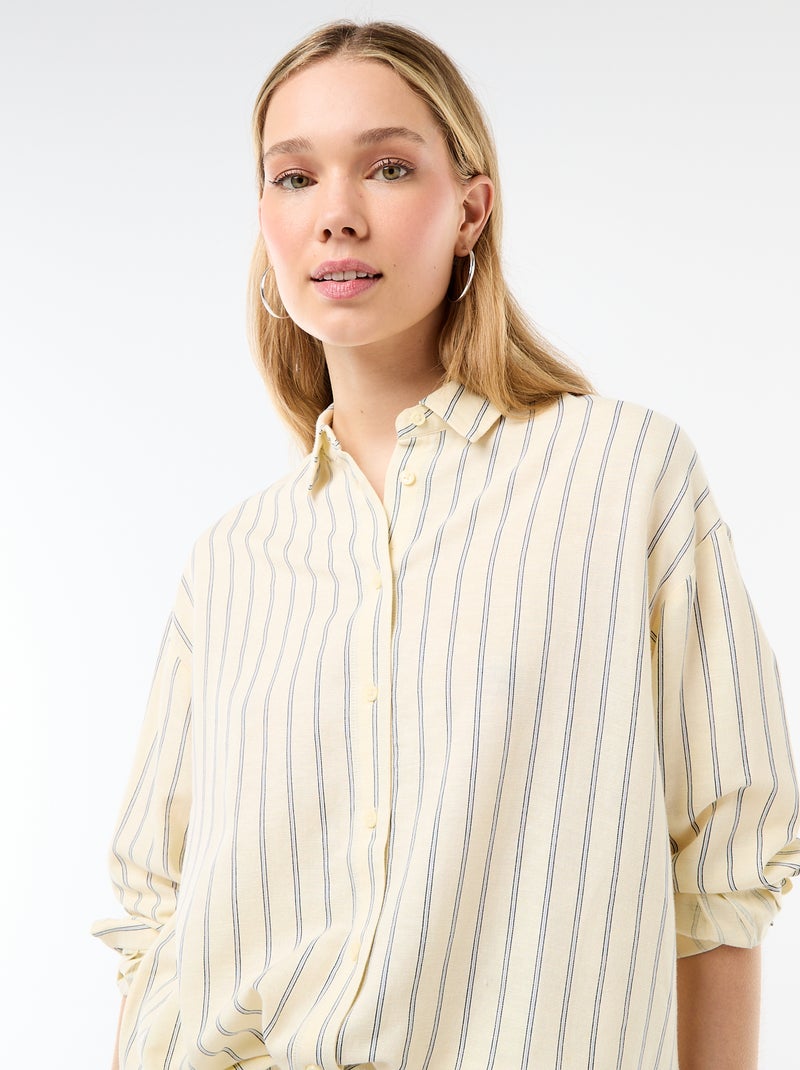 Camisa de linho misto Amarelo - Kiabi