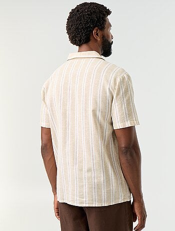 Camisa de linho misto às riscas