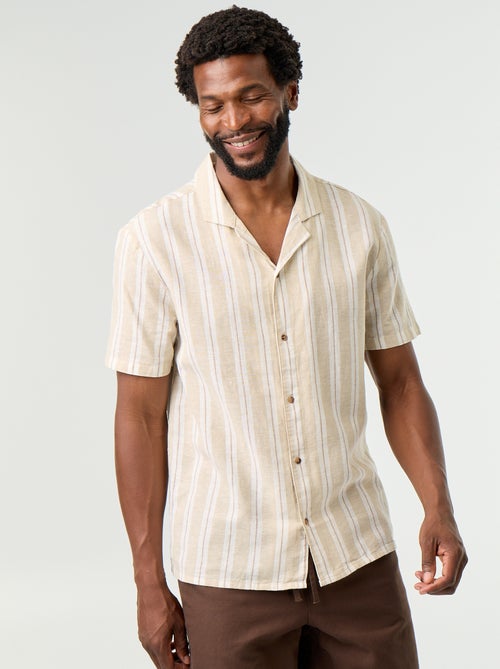 Camisa de linho misto às riscas - Kiabi Camisa de linho misto às riscas - Kiabi