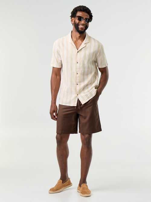 Camisa de linho misto às riscas - Kiabi Camisa de linho misto às riscas - Kiabi