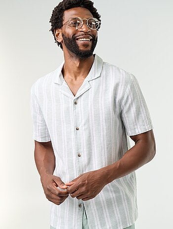 Camisa de linho misto às riscas