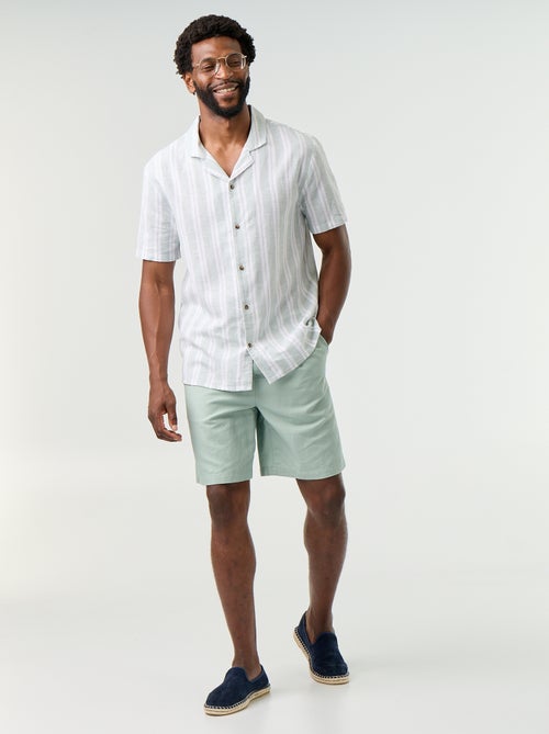 Camisa de linho misto às riscas - Kiabi Camisa de linho misto às riscas - Kiabi