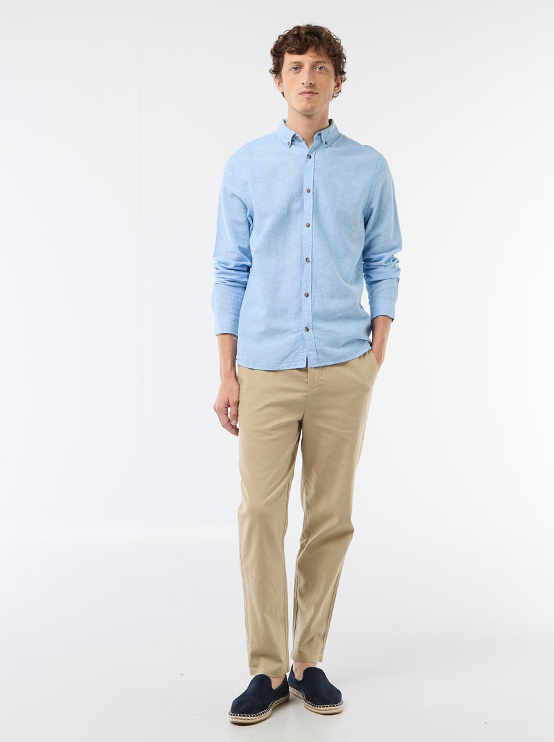 Camisa de linho misto Azul céu - Kiabi