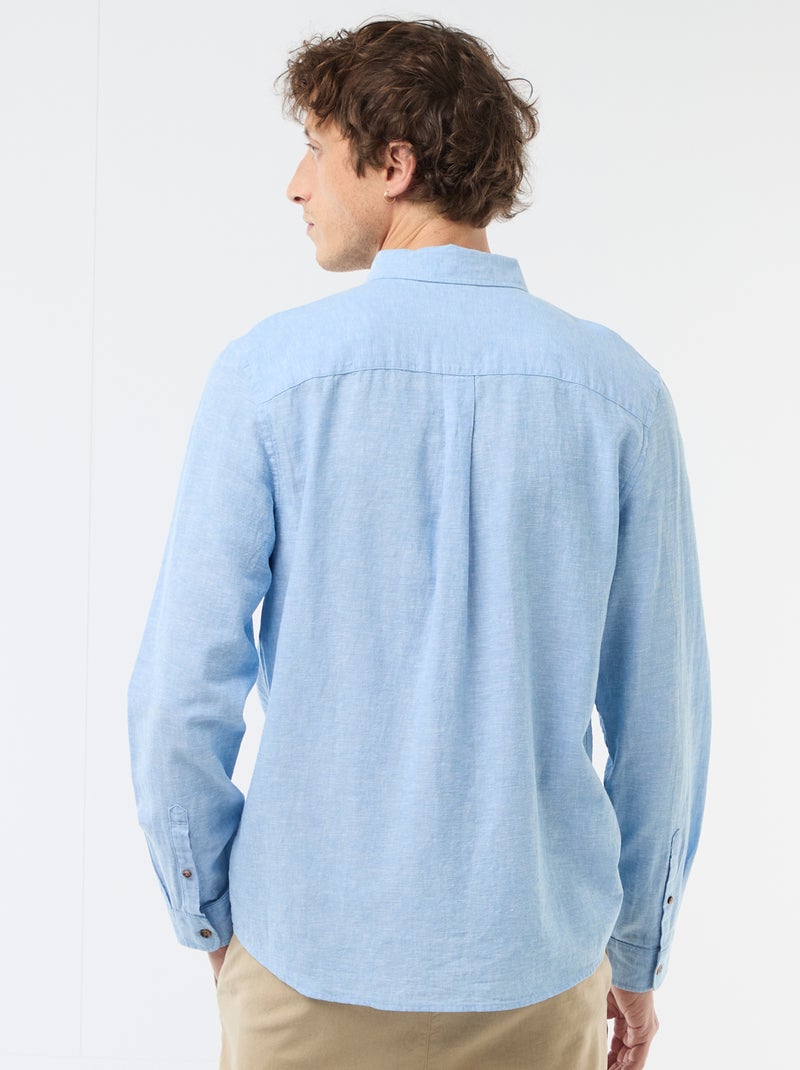 Camisa de linho misto Azul céu - Kiabi