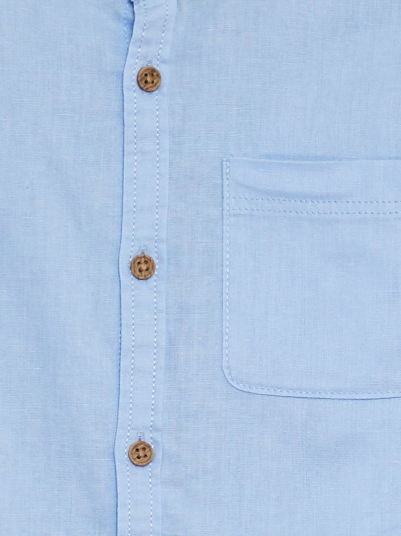 Camisa de linho misto AZUL - Kiabi