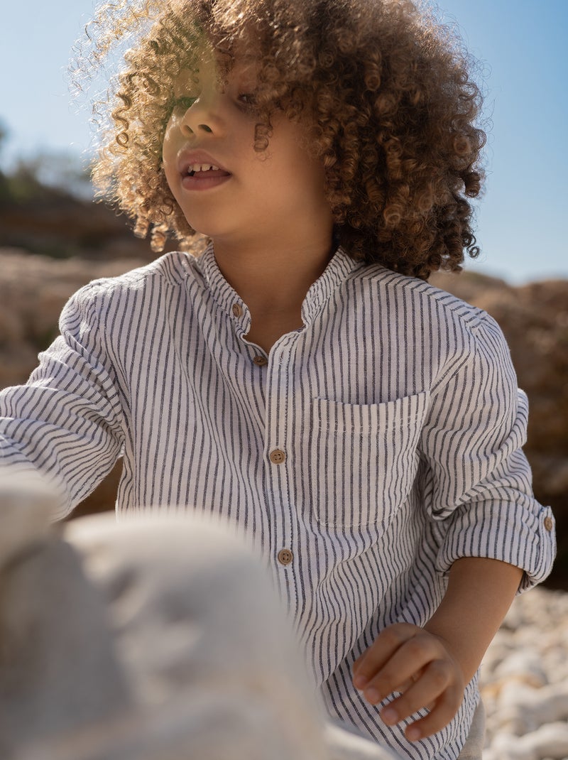 Camisa de linho misto Azul - Kiabi