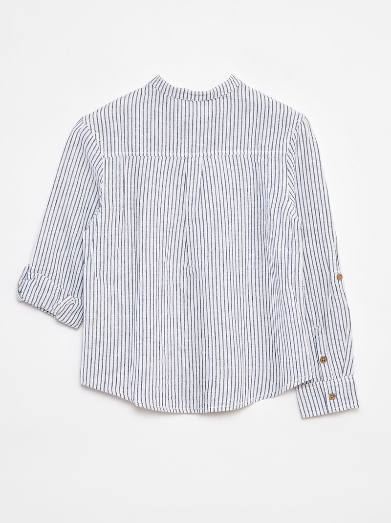 Camisa de linho misto Azul - Kiabi