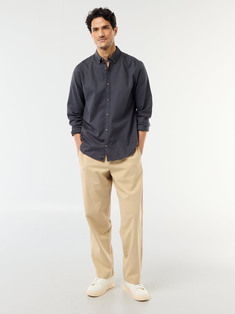 Camisa de linho misto Azul escuro - Kiabi