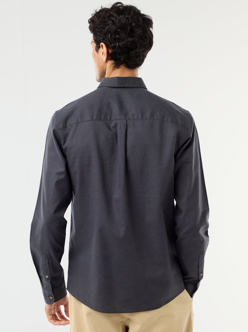 Camisa de linho misto Azul escuro - Kiabi