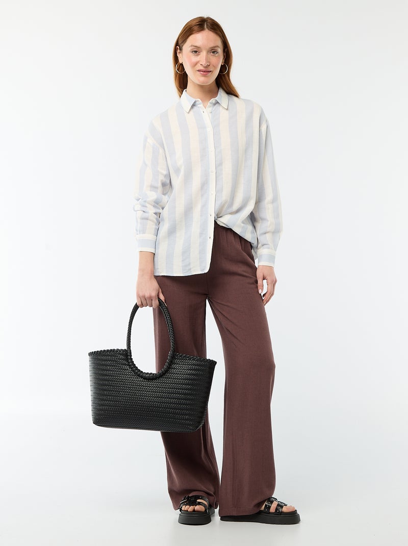 Camisa de linho misto Azul - Kiabi