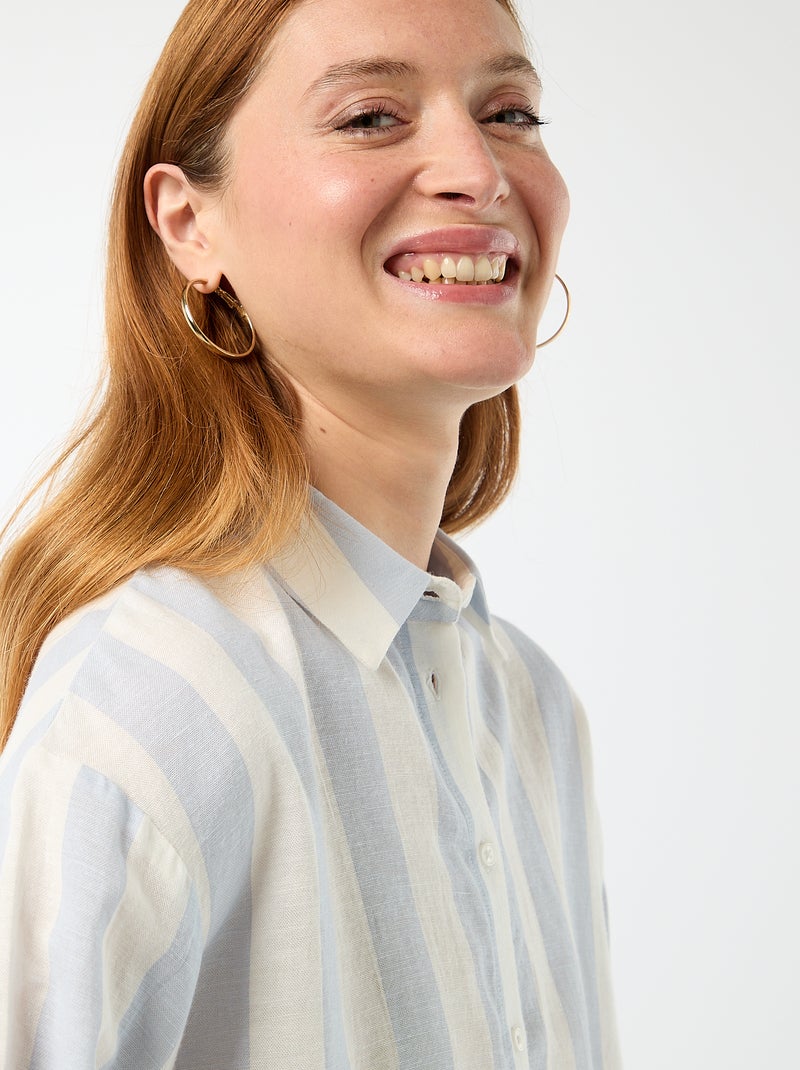 Camisa de linho misto Azul - Kiabi