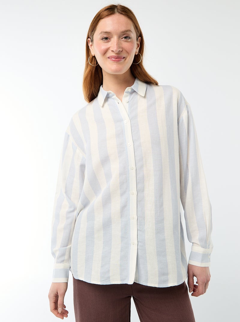 Camisa de linho misto Azul - Kiabi